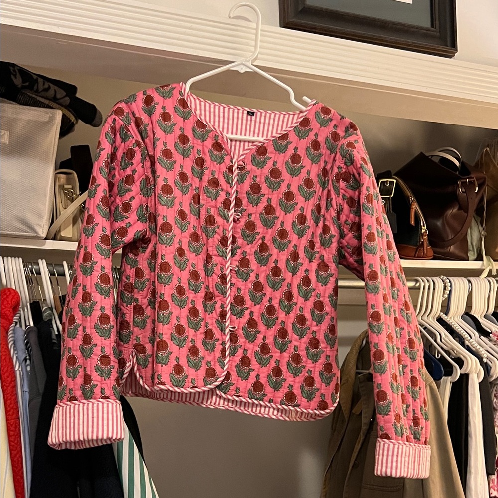 Pink Floral Quilted Jacket